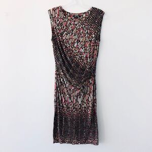 Nic + Zoe Draped Knot Sleeveless Sheath Dress In Pink & Black Mirrored Print